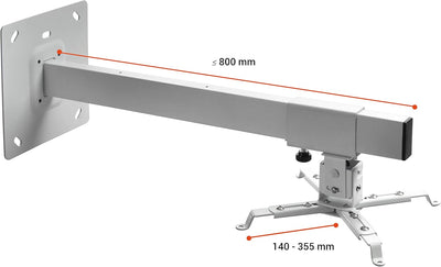 celexon Beamer-Wandhalterung MultiCel WM800 - weiss - Wandabstand bis 80 cm - bis 15 kg - Neig- und