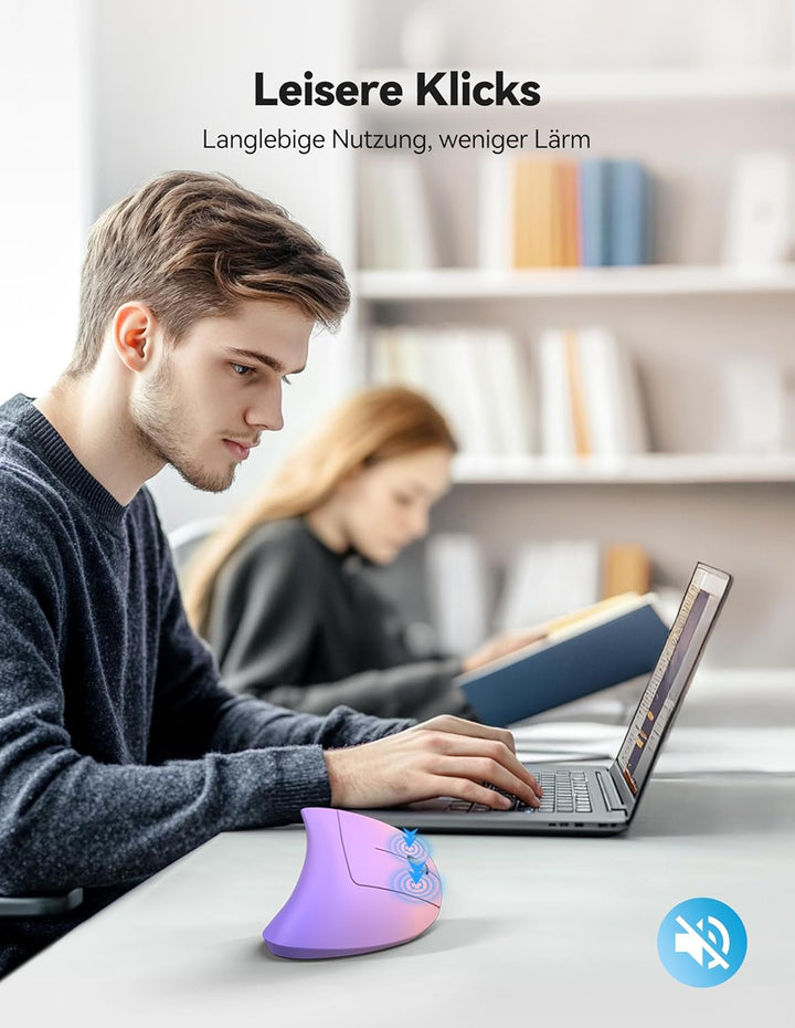 TECKNET Ergonomische Bluetooth Maus, Wiederaufladbar Kabellose Vertikale Maus (BT 5.0/3.0 + 2.4G), 6