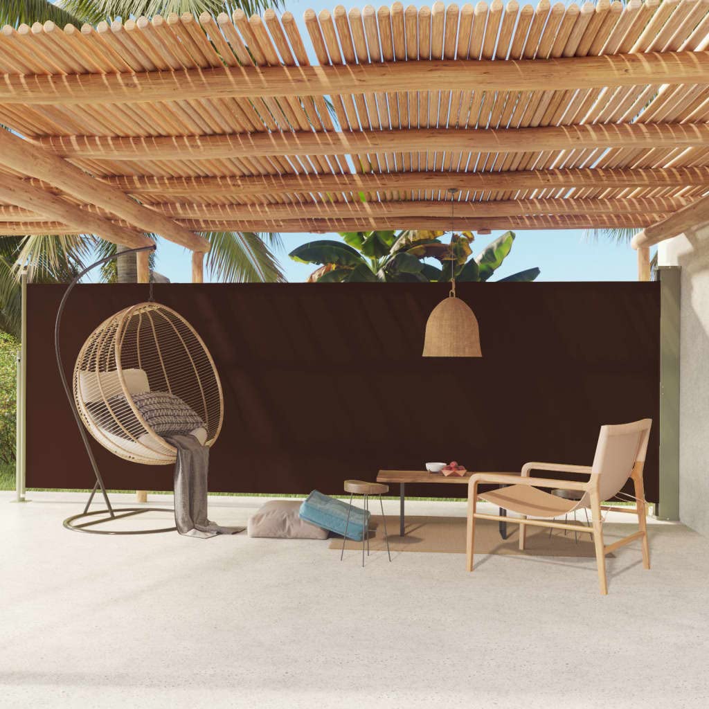 puraday 180x600 cm Seitenmarkise Ausziehbar Braun Terrassen-Sichtschutz Balkon Seitenwand Stilvolle