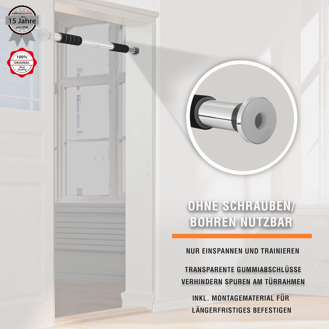 Ultrasport Klimmzugstange, Türreck, verstellbar von 66,5 cm bis 93 cm, ohne Schrauben montierbar, ru