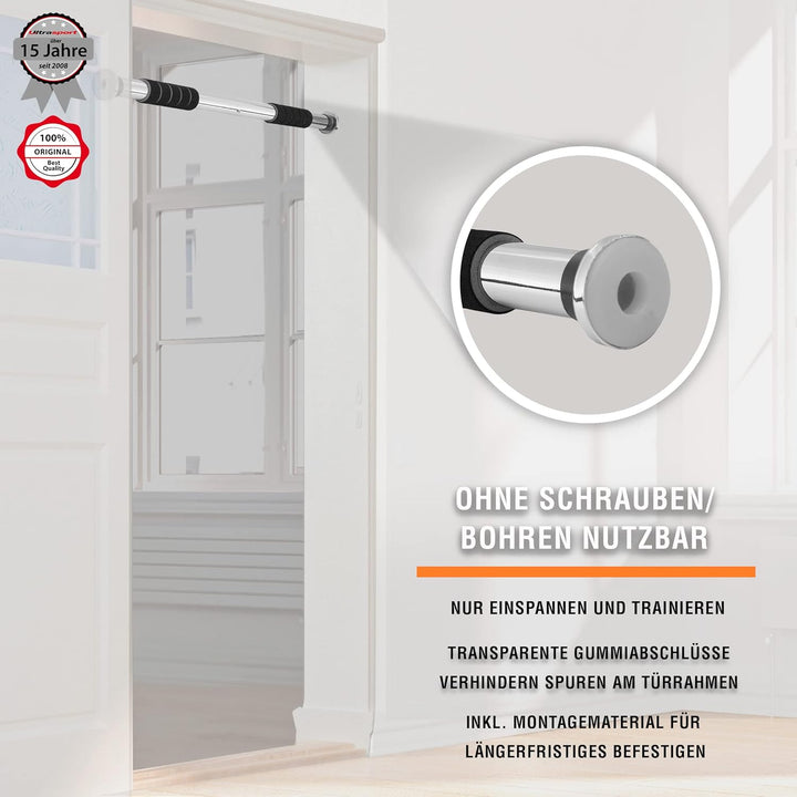 Ultrasport Klimmzugstange, Türreck, verstellbar von 66,5 cm bis 93 cm, ohne Schrauben montierbar, ru