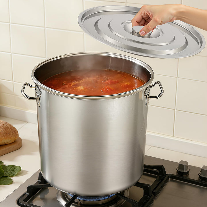 Edelstahl Suppentopf 50L Induktion Grossküchen Topf für Gastronomie und Catering 40cm Höhe 3,0cm Wan