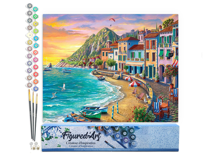 Figured'Art Malen Nach Zahlen Erwachsene Strandurlaub - Paint by Numbers Basteln DIY Bastelset 40x50