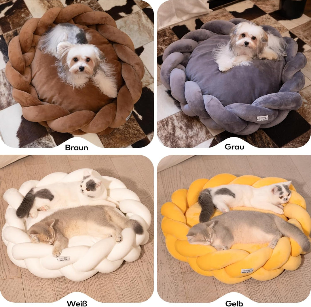 CheerPals Grosses Katzenbett 60cm, Waschbar Geflochtenes Kuschelhöhle, Hundebett mit Hochelastischer