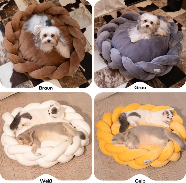 CheerPals Grosses Katzenbett 60cm, Waschbar Geflochtenes Kuschelhöhle, Hundebett mit Hochelastischer