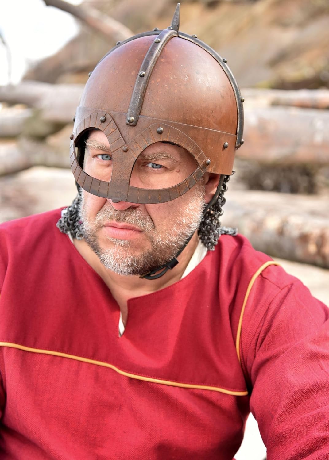 Ulfberth - Der Gjermundbu Helm mit vernieteter Brünne, 2 mm Stahl – Schaukampf-tauglicher Wikingerhe