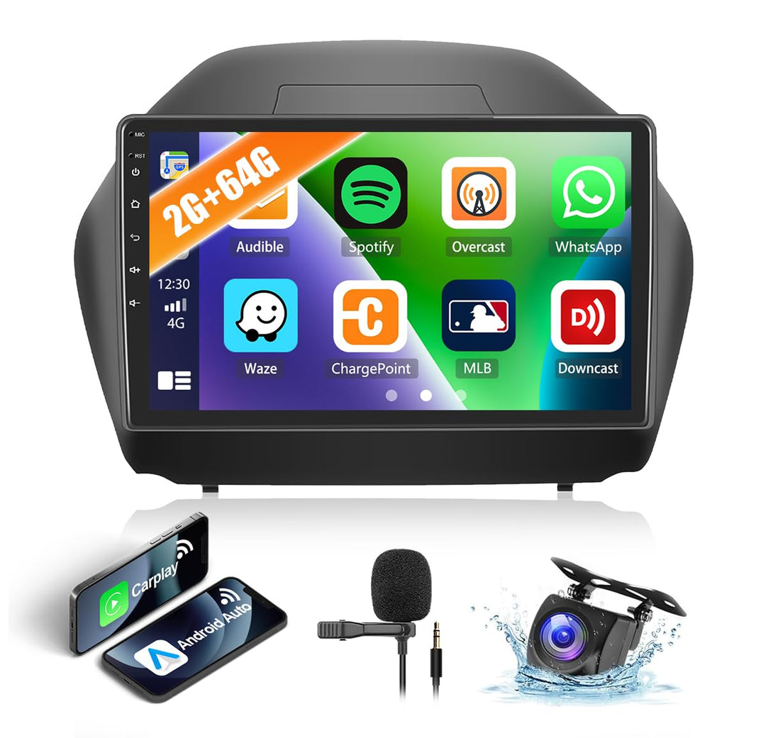 2G+64G CAMECHO Android 13 Autoradio für Hyundai IX35 2010-2015 mit Navi Carplay Android Auto,Doppel
