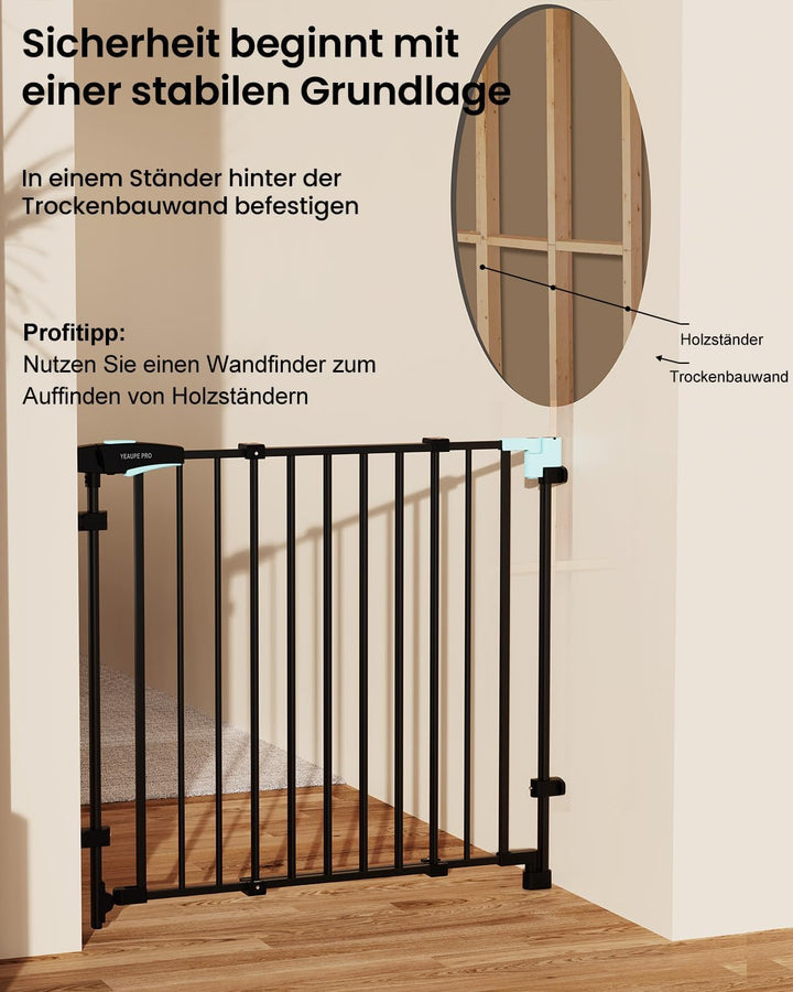 YEAUPE PRO Treppenschutzgitter Zum Bohren, für Breiten 75-110 cm | Türschutzgitter, Kinderschutzgitt