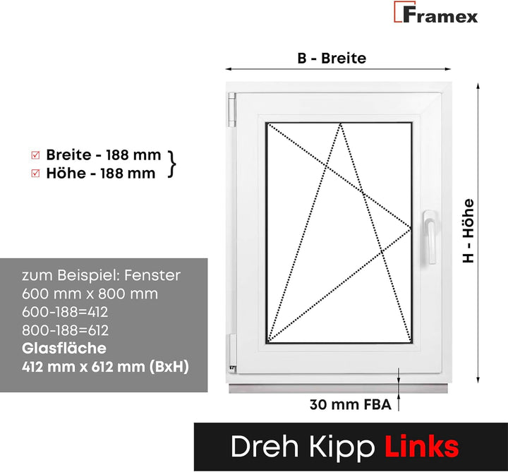 Kellerfenster Fenster Kunststofffenster Weiss Breite x Höhe 60 x 90 cm (600 x 900 mm) 2-fach (32 mm)