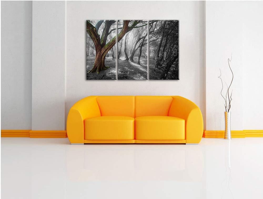 einsamer Baum in tristem Grau schwarz/weiss 3-Teiler Leinwandbild 120x80 Bild auf Leinwand, XXL ries
