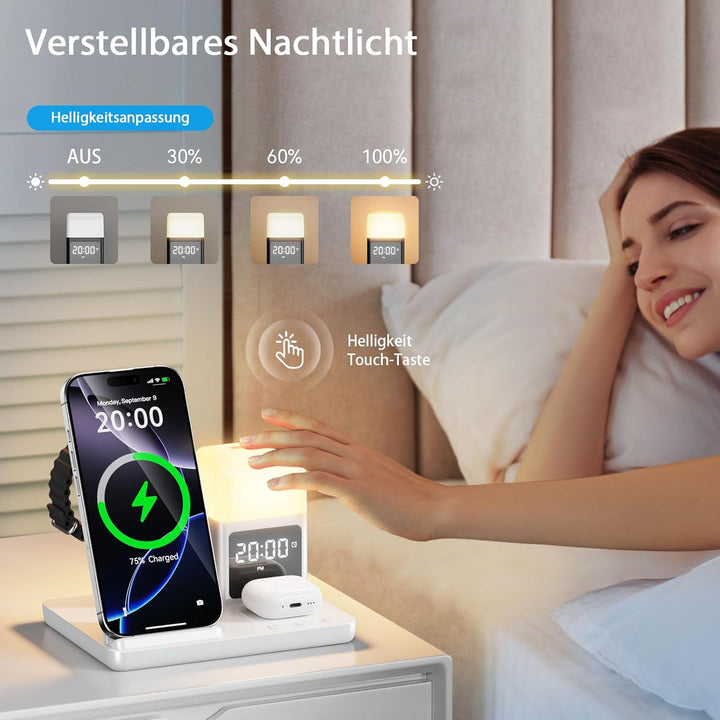 Augnner Induktive Ladestation Apple Watch und iPhone 17/16/15/14/13/12 Serie, 6 in 1 Kabelloses Lade