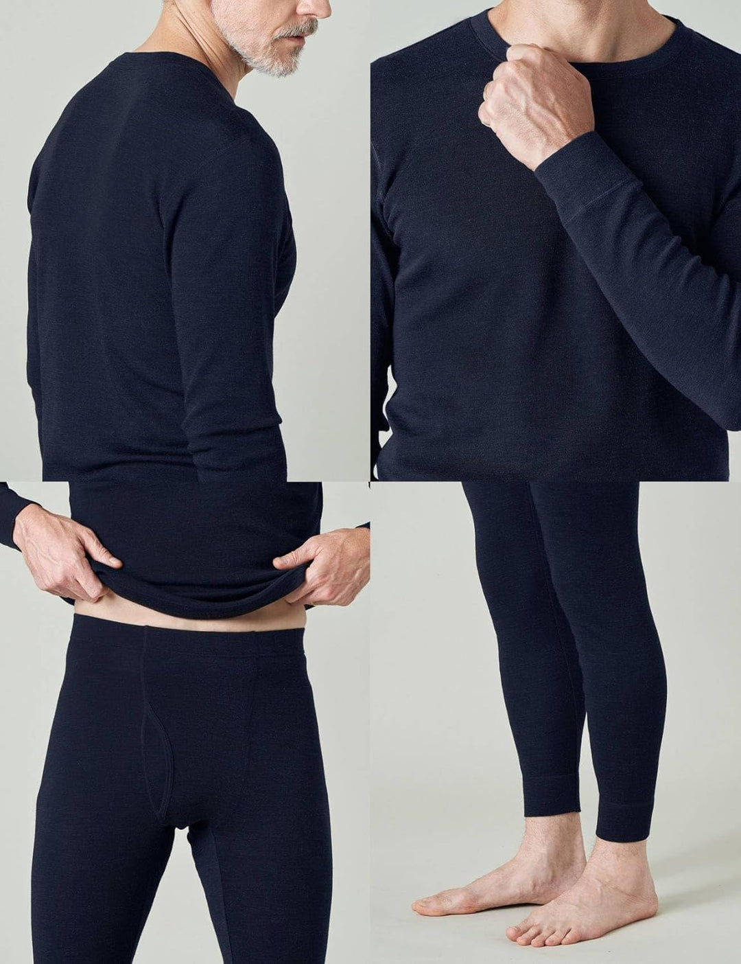 LAPASA Herren 100% Merinowolle Thermounterwäsche Set, Premium Merino Wolle Unterhemd & Unterhosen, T
