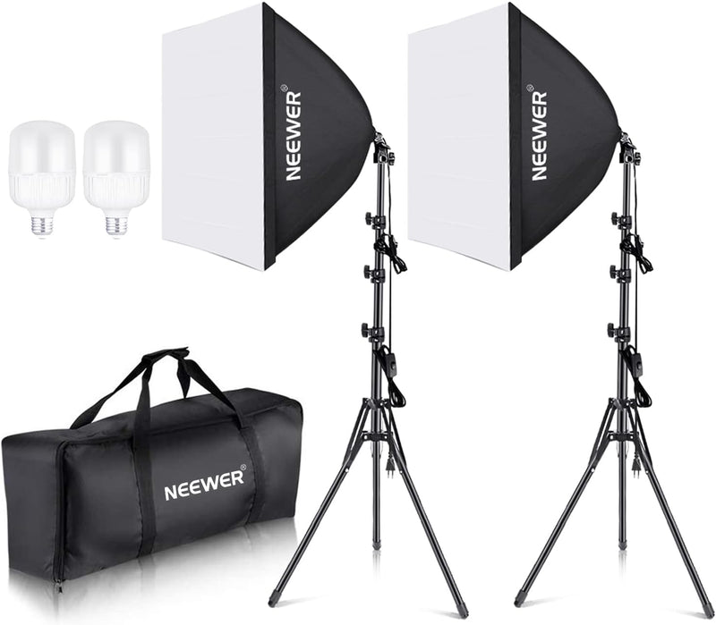 Neewer 60x60cm Softbox mit E27 Sockel 700W Studioleuchte Softbox Set, für Fotostudio-Porträts, Produ