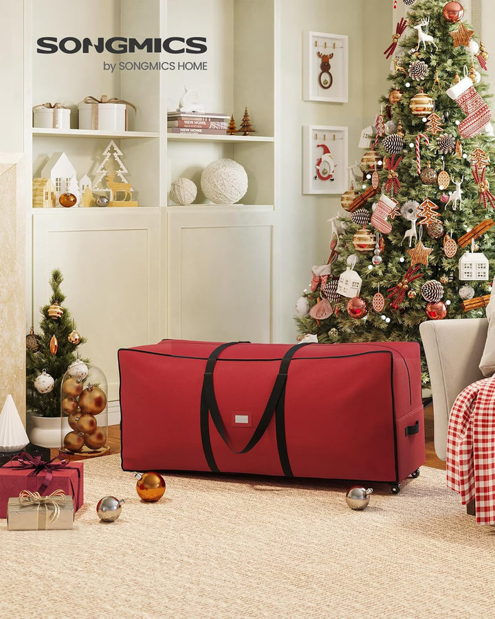 SONGMICS Aufbewahrungstasche für Weihnachtsbaum, Tragetasche auf Rollen, für Bäume bis zu 229 cm, fü