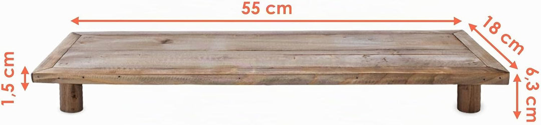Spetebo Deko Blumenteller natur rechteckig - 55 x 18 cm - Holz Pflanzenhocker länglich mit 4 Füssen