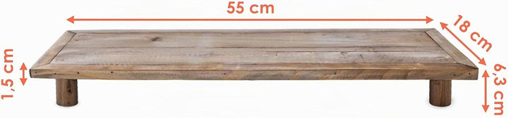 Spetebo Deko Blumenteller natur rechteckig - 55 x 18 cm - Holz Pflanzenhocker länglich mit 4 Füssen