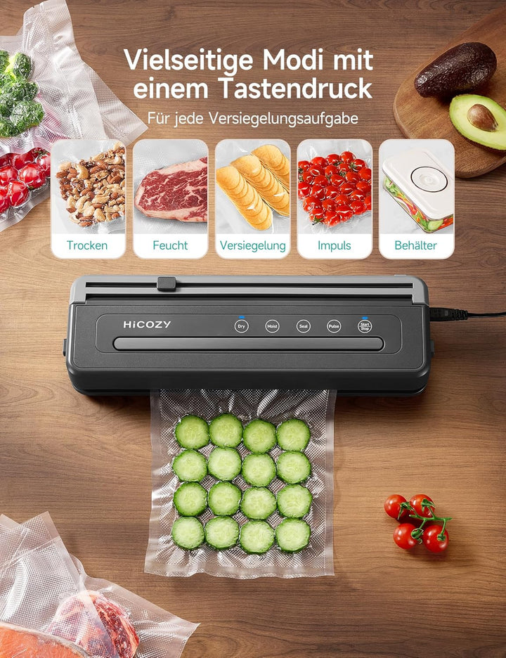 HiCOZY H600 Vakuumiergerät für lebensmittel, Vakuumierer mit Leistungsstarke Doppelversiegelung, für