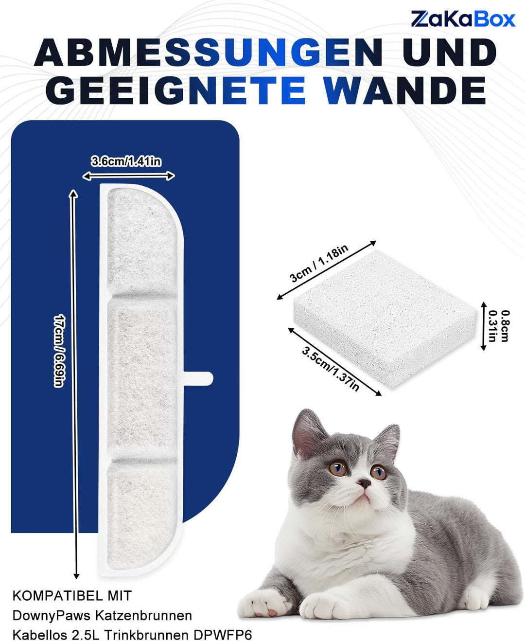 16+16 Pack Katzenbrunnen Filter Kompatibel mit DownyPaws Katzenbrunnen,Katzenbrunnen Filter 84oz/2.5