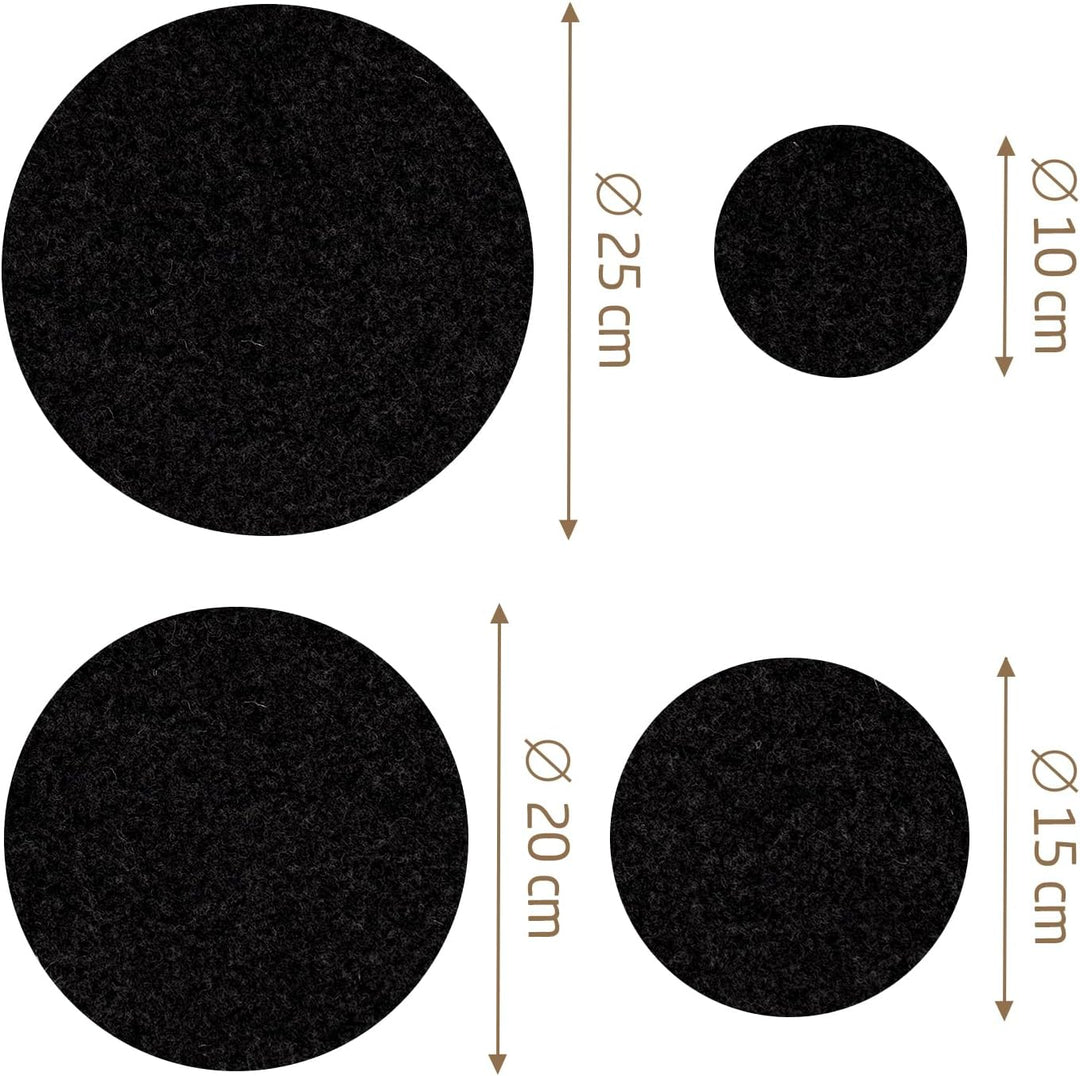 Design Filz Untersetzer rund für Vasen BZW Getränkeuntersetzer - 8er Set - 10 cm/ 15cm / 20 cm / 25c