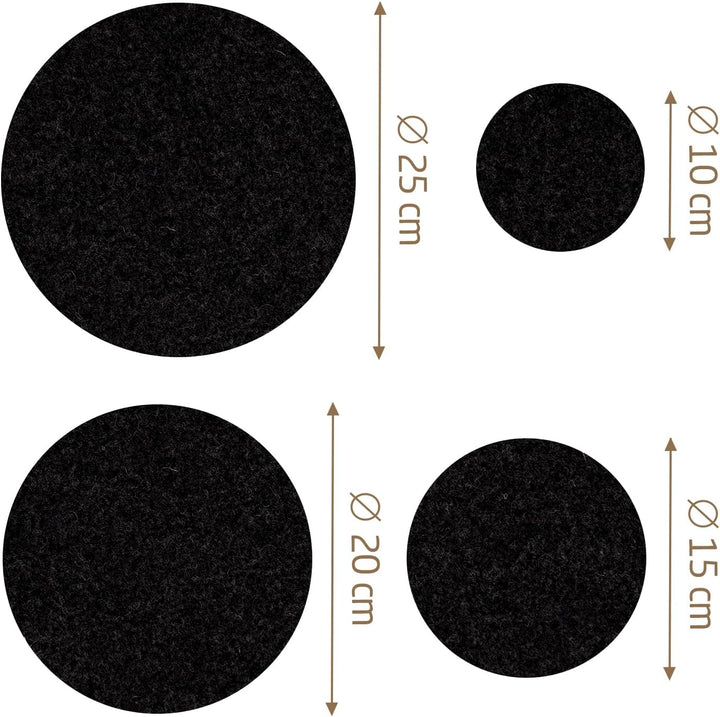 Design Filz Untersetzer rund für Vasen BZW Getränkeuntersetzer - 8er Set - 10 cm/ 15cm / 20 cm / 25c