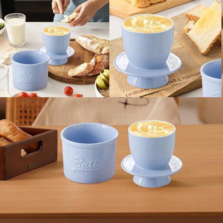 Butterdose Keramik, Französische Butterdose mit Buttermesser, Keramische Butterglocke mit Deckel, Bu