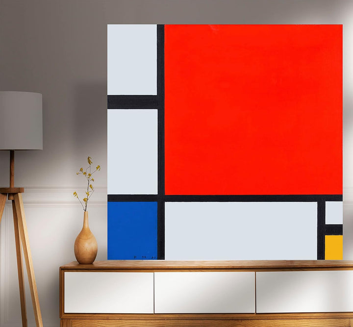 Piet Mondrian Kunstdruck auf Leinwand, Rot, Blau und Gelb, 60 x 60 cm Blau,Rot 61cm x 61cm (24 x 24