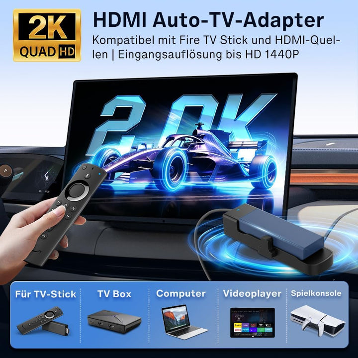 Carlinkit FireDrive Link Pro HDMI Car TV Converter für Fire TV Stick Streaming, Drahtloser Apple Car