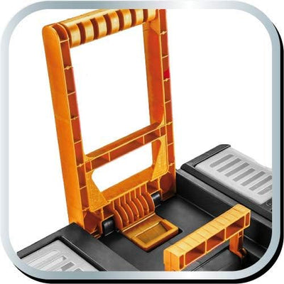 NEO TOOLS Werkzeugkoffer auf Rädern, mobile Werkstatt 40x40x70,5 cm, vier Organizer, vier Ergoboxen