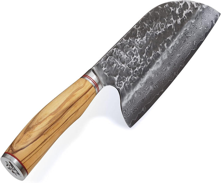 Wakoli Olive HS Serie Damast Chinesisches Kochmesser 20 cm extrem scharfe Klinge aus 67 Lagen I Prof