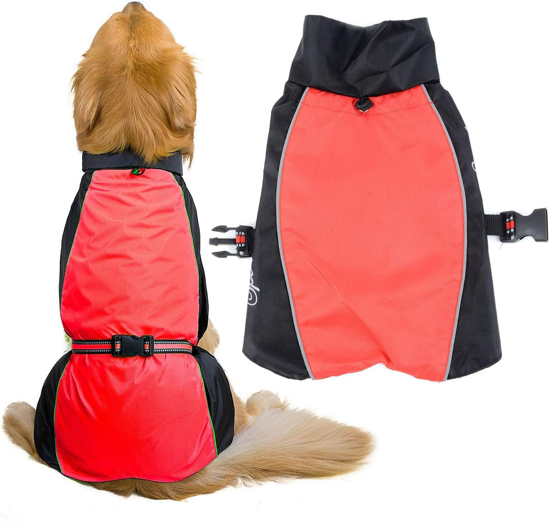 Zunea Wasserdichter Regenmantel für Mittelgrosse und Grosse Hunde Reflektierend Regenjacke Leicht Wi