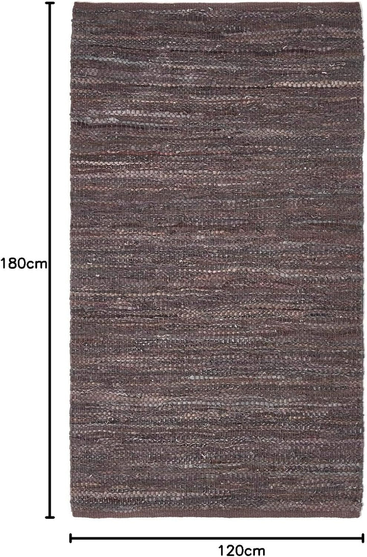 Homescapes Teppich Denver aus 100% recyceltem Leder, 120 x 180 cm, braun 120 x 180 cm Braun, 120 x 1