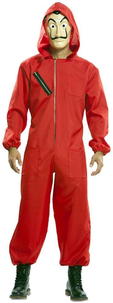 Haus des Geldes-Kostüm für Erwachsene im Deluxe Kostümkoffer rot-beige XL, XL