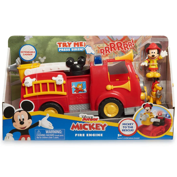 Mcc00 Mickey, Feuerwehrwagen, mit Geräuschen und leuchtenden Funktionen, 2 Figuren inklusive, Spielz