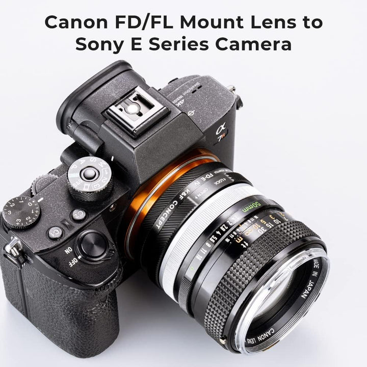 K&F Concept Lens Mount Adapter FD-NEX IV Manueller Fokus Kompatibel mit Canon FD & FL 35 mm Objektiv
