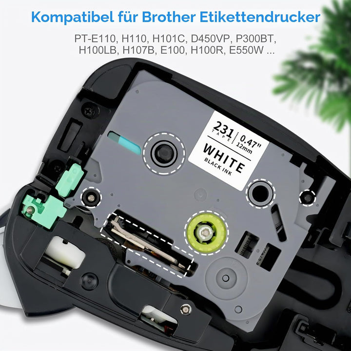 8x XemaX Kompatibel Schriftband Ersatz für Brother P-touch Bänder 12mm TZe-231 Brother 0,47&