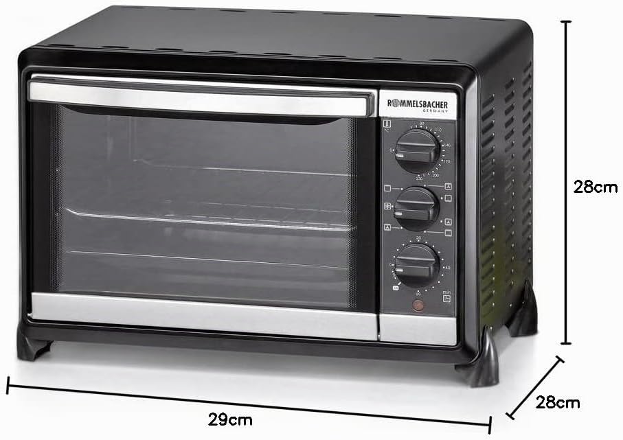 Rommelsbacher BG 1250 EX Kleinbackofen mit Pizzastein &amp; Umluft 18 Liter Volumen