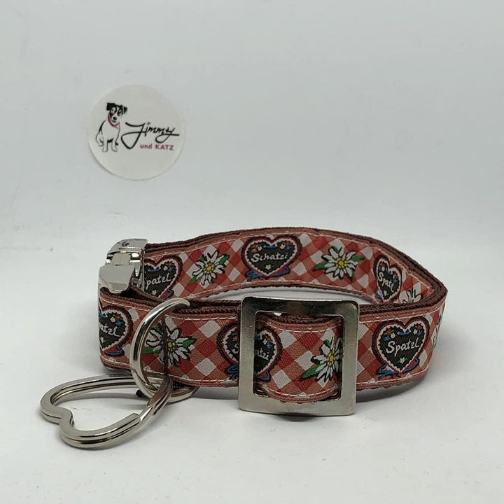 Jimmy und Katz Hundehalsband Spatzl orange 26-40cm x 2cm Orange,Orange-kariert, Orange,Orange-karier
