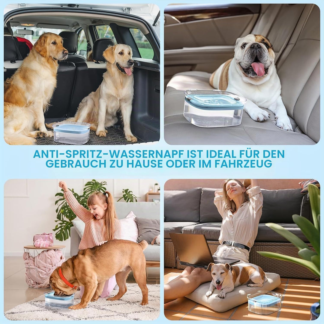 Heouvo 3L Hunde Wassernapf ohne Verschütten, Knapp 3 L (101 oz) Grosser Auslaufsicherer Hundenapf, A