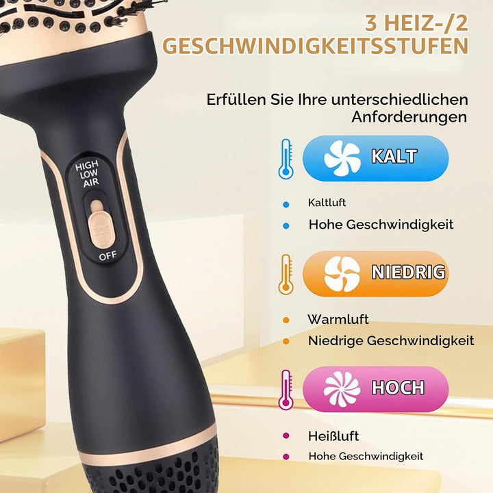 Warmluftbürste, Professionelle One-Step Föhnbürste Professionell Rundbürstenföhn Heissluftbürste, zu