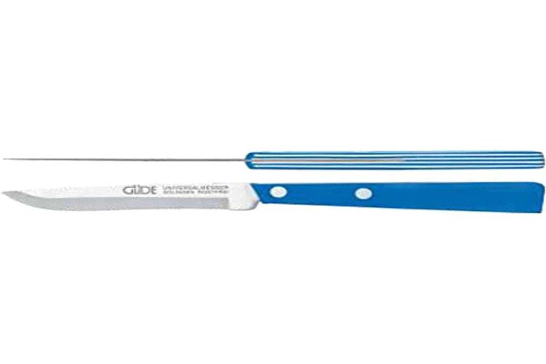 GÜDE Solingen - Universalmesser blau / weiss mit Wellenschliff, 10 cm, UNI, POM Weiss/ Blau 10 cm, W