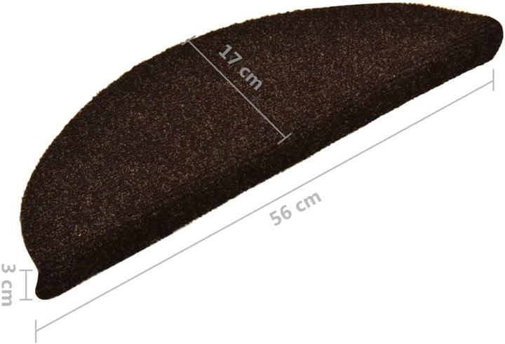 homiuse Treppenmatten Selbstklebend 15 STK. Braun 56x17x3 cm Nadelvlies Treppenstufen Matten Modern