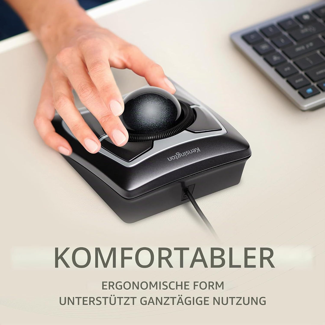 Kensington Expert Mouse Trackball, Kabelgebundene Computermaus mit Trackball &amp; Scrollring, 55 mm Kug