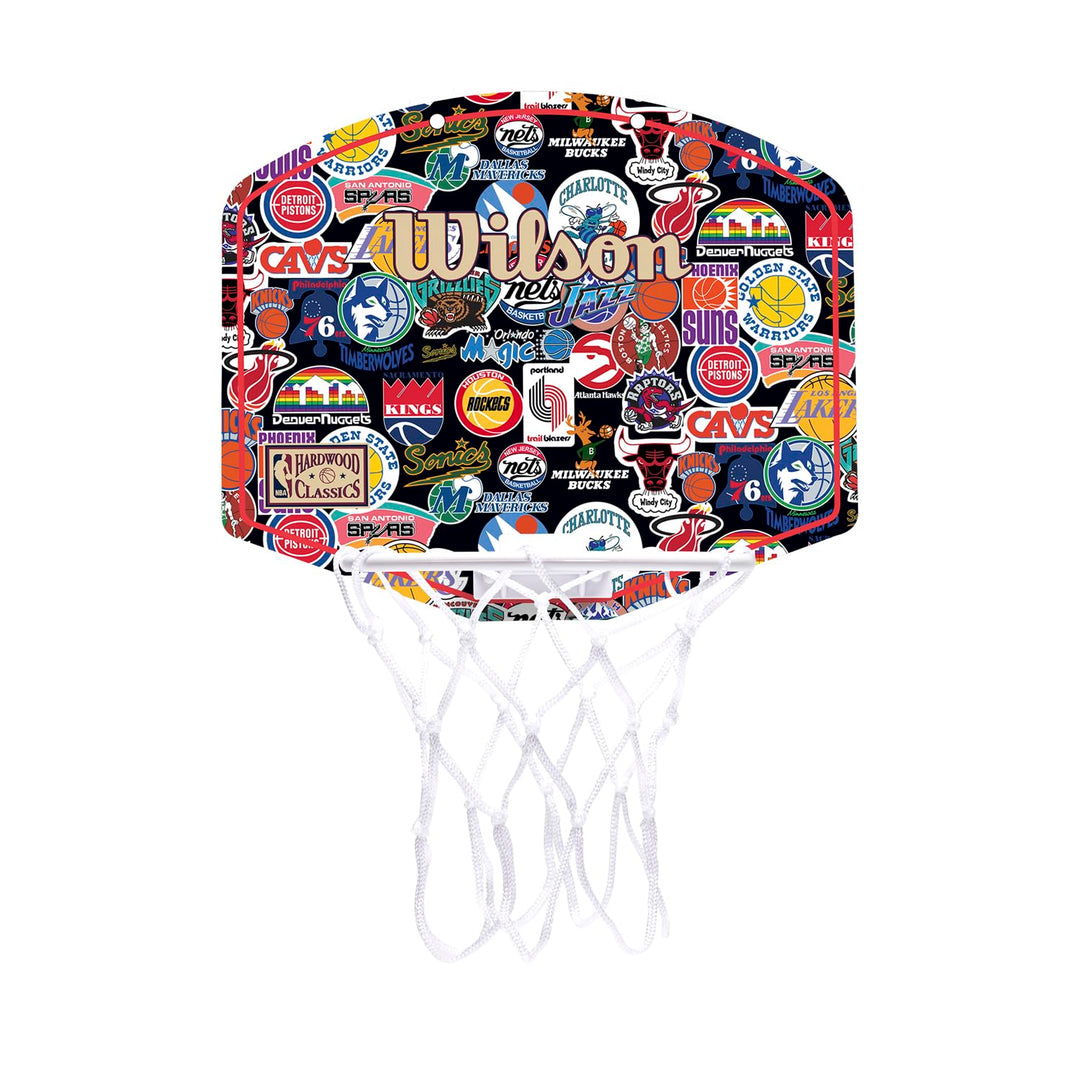 Wilson NBA Team Retro Mini-Korb, Kunststoff-Mini-Basketballkorb zum Einhängen an der Tür, Überall Sp