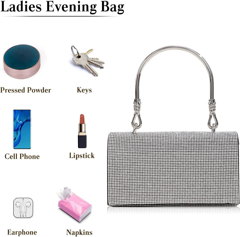 CORIOS Abendtasche Damen Shiny Strass Handtasche Diamant Clutch Bag Kette Schultertasche Klein Tasch