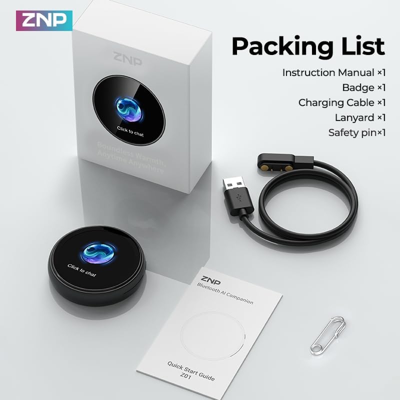 ZNP Digitales Badge, KI-Badge für Gesprächsübersetzungen in 60 Sprachen, Anpassbarer Anime-Stil Digi