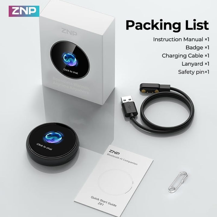 ZNP Digitales Badge, KI-Badge für Gesprächsübersetzungen in 60 Sprachen, Anpassbarer Anime-Stil Digi