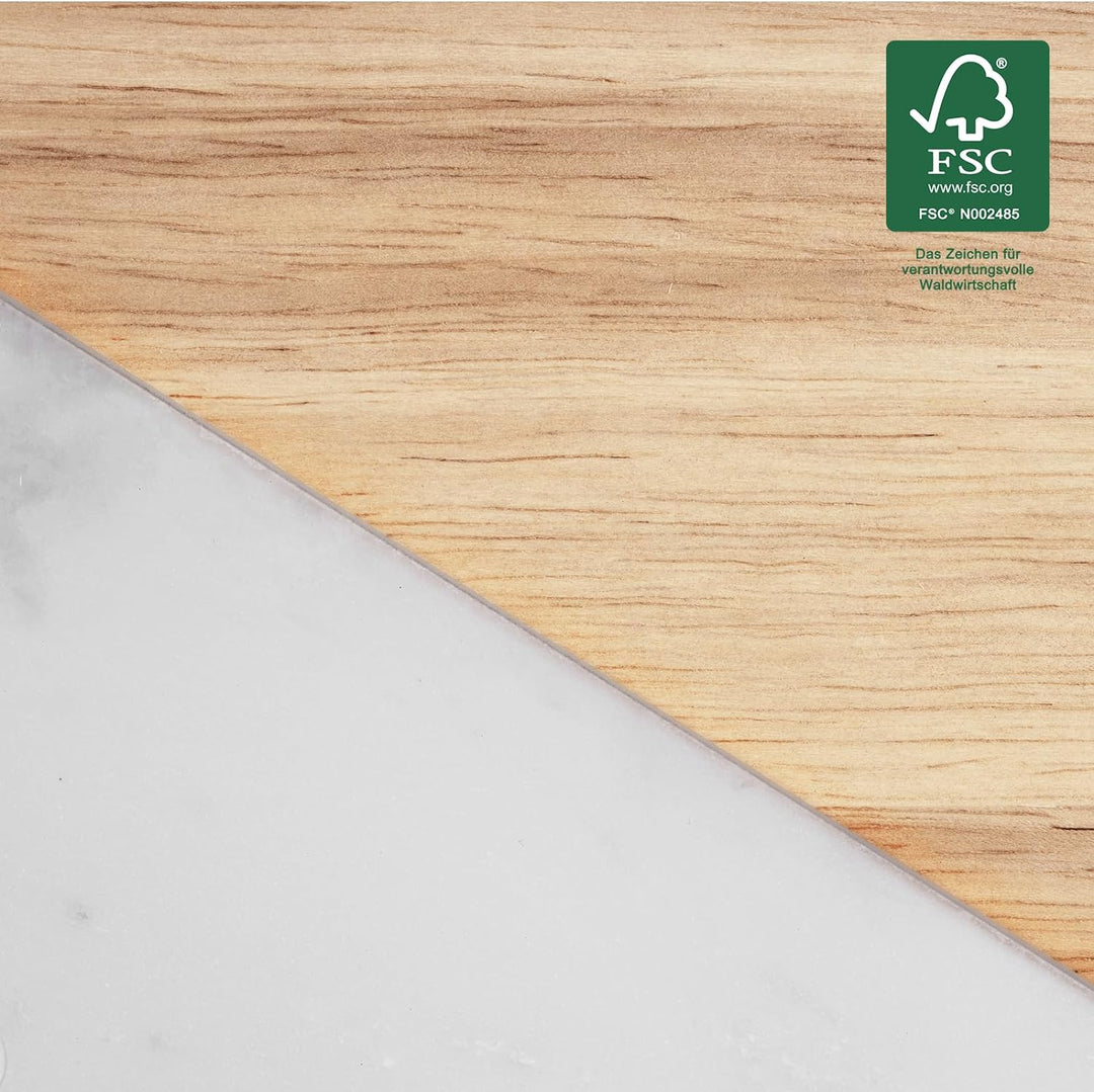 Springlane Schneidebrett - Kautschukholz & Marmor - 43 x 32 x 2,5 cm - Mamorbrett, Schneidebrett