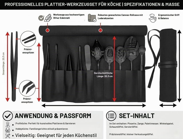 CREATIVECHEF Satz von 10 Küchenzangen Chef Plating Tools Culinary Kit, Präzisionszangen Spezialität