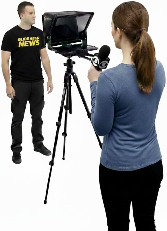 Glide Gear TMP 500 Universal-Videokamera-Stativ, Teleprompter, 15 mm Schienen, mit Tragetasche 15",