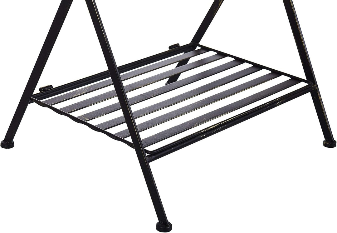 Retro Bad Beistelltisch mit 2 Ablagen aus Metall in Schwarz Blumentisch Ancud